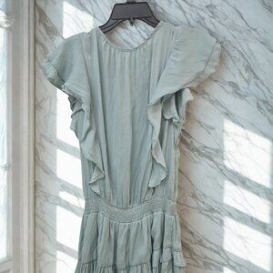 ✨ Boho Sage Green Ruffle Mini Dress – Effortless Feminine Style ✨